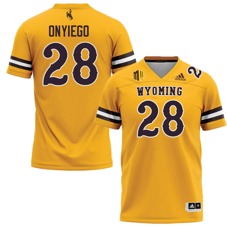 Wyoming Cowboys #28 Adrian Onyiego College Football Jerseys Stitched-Gold